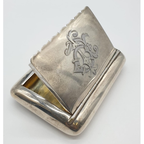 46 - Antique Silver Snuff/Card box. Hallmarked to William M Hayes, Birmingham 1900. Length 8.5cm. Weight ... 