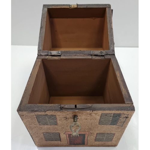 57 - A Naive Folk Art Tea Caddy, Height 21cm, Length 14.5cm, Depth 12cm.