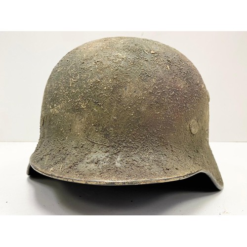 14 - WW2 German M35 Helmet and liner with Normandy textured camouflage finish.