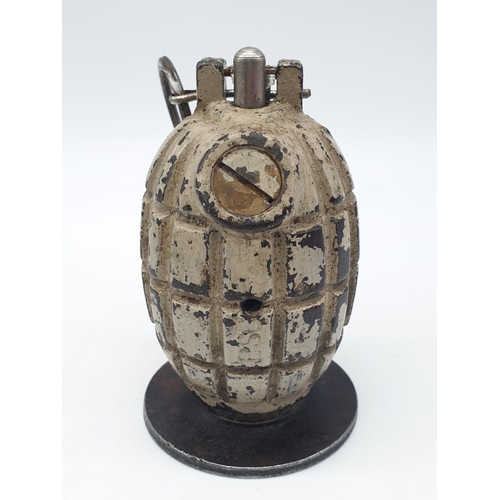 62 - INERT WW2 British No 36-23 Mills Grenade with a rare maker’s marked rifle grenade attachment base pl... 