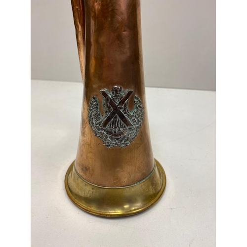 31 - Boer War Period Queens Own Cameron Highlanders Bugle. Old heavy, solid made example.