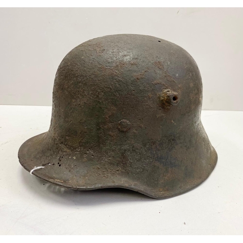 82 - WW1 Semi Relic German M17 Stahlhelm Helmet. Nice solid shell with much of the original paint.