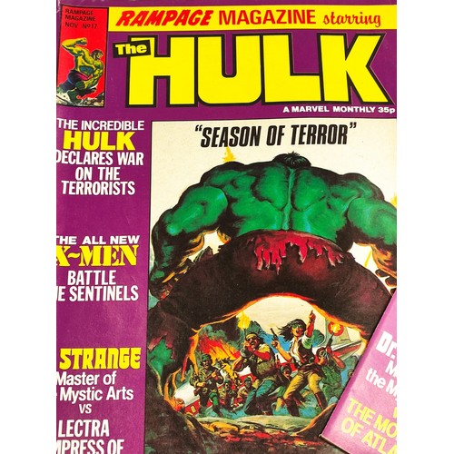 188 - Seven Marvel, Rampage magazine starring The Hulk comics. Late 1970s, early 1980s.