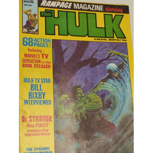 188 - Seven Marvel, Rampage magazine starring The Hulk comics. Late 1970s, early 1980s.