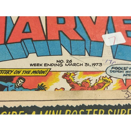 195 - Three The mighty world of Marvel comics from 1973. Fair condition, some damage due to age. Two The M... 