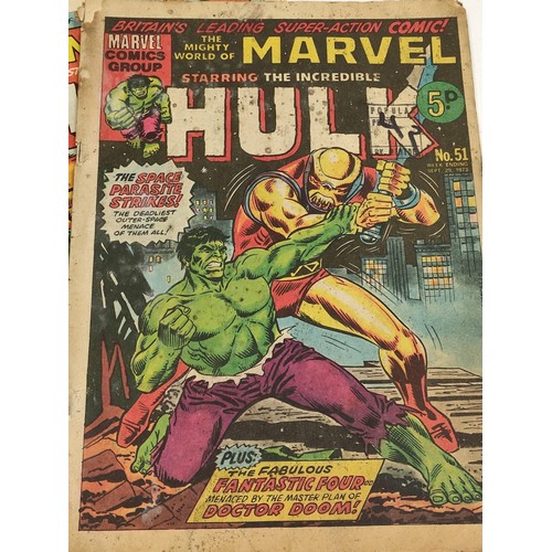 195 - Three The mighty world of Marvel comics from 1973. Fair condition, some damage due to age. Two The M... 