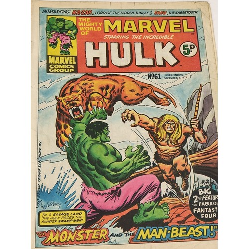 195 - Three The mighty world of Marvel comics from 1973. Fair condition, some damage due to age. Two The M... 