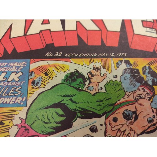 197 - 12 The mighty world of Marvel featuring The incredible Hulk & comics. All from 1976-78. Three mighty... 