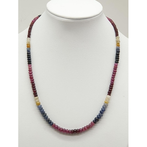 700 - A Cabochon multisapphire gemstone necklace with silver sterling clasp. Length 21cm, weight 18.63g.