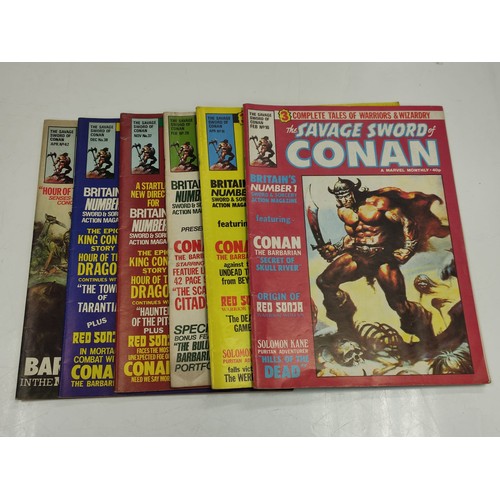 218 - Ten Marvel, Savage sword of Conan comics mid 1970s to early 80s. Plus one Savage action comic from 1... 