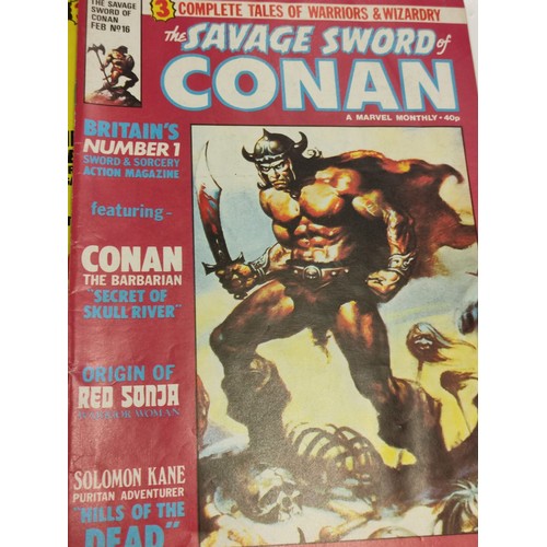 218 - Ten Marvel, Savage sword of Conan comics mid 1970s to early 80s. Plus one Savage action comic from 1... 