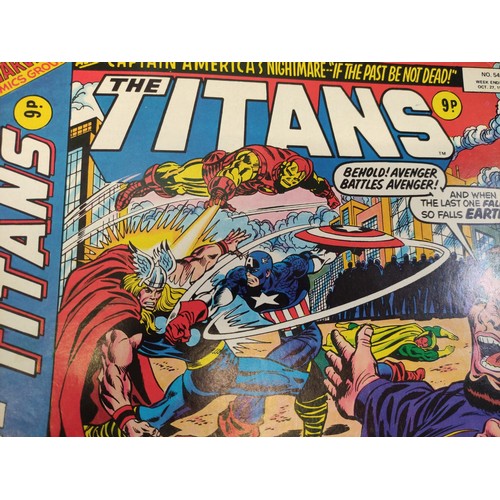 232 - 7x Mix of Marvel comics mostly The Titans. Damaged due to age. Some with lose covers. All mid to lat... 