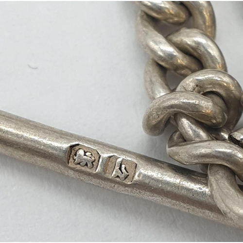 148 - 2x silver watch chains (Alberts), 17.2g and 31cm long ; 21.9g and 28cms long