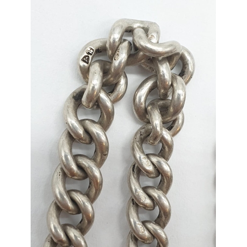 148 - 2x silver watch chains (Alberts), 17.2g and 31cm long ; 21.9g and 28cms long