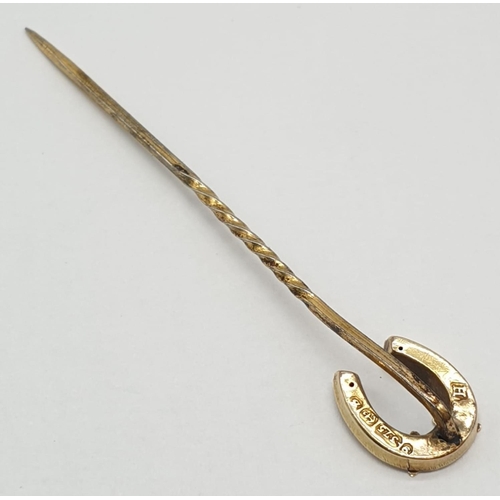 155 - a Victorian 9ct gold horseshoe stick pin 0.66g