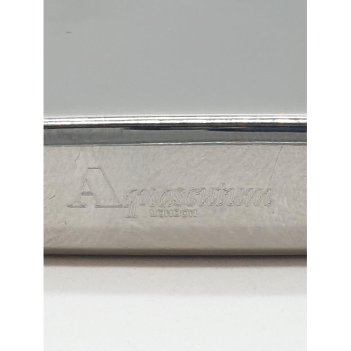 345 - Aquascutum business card case in original pouch and box, 9x6cm approx