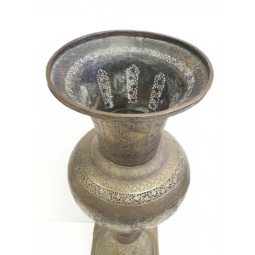 199 - Persian Ghajars Islamic brass vase, 54cm high and 2kg weight