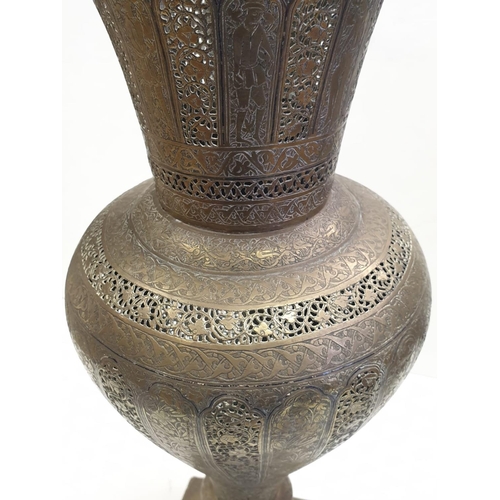 199 - Persian Ghajars Islamic brass vase, 54cm high and 2kg weight