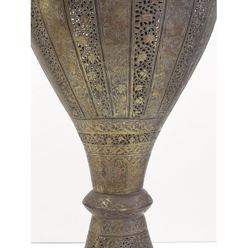 199 - Persian Ghajars Islamic brass vase, 54cm high and 2kg weight