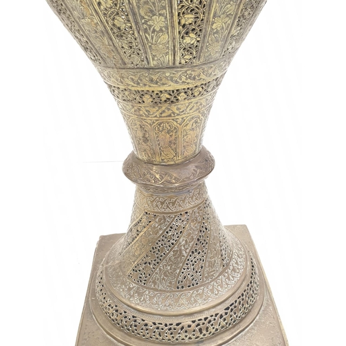 199 - Persian Ghajars Islamic brass vase, 54cm high and 2kg weight