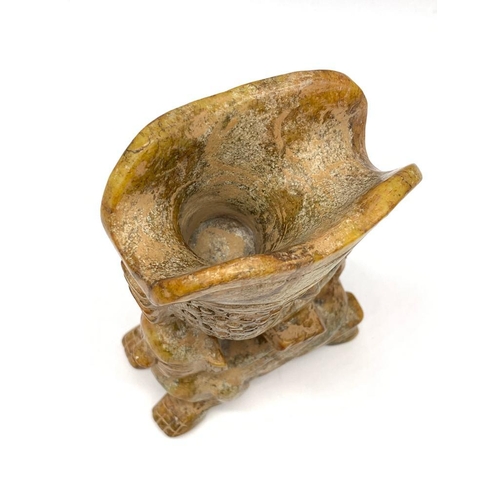 9 - A beautifully carved stone, Chinese GUIREN libation cup. Dimensions:16  x 5.5 x 9.5 cm.             ... 