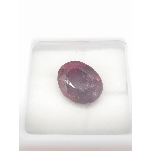 469 - 8.20 Cts Natural ruby. Oval mixed cut stone. Good colour.  GLI certification included.