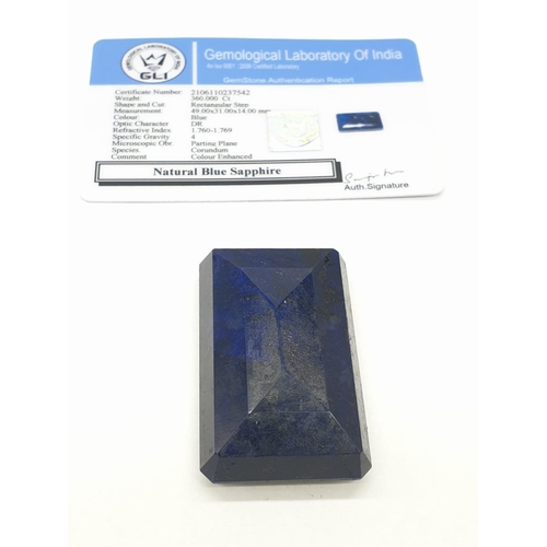 246 - 360ct Gigantic blue sapphire gemstone. GLI certification included.