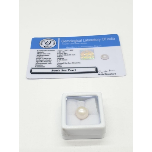 400 - 5.30ct GLI certified south sea pearl. Ideal from making jewellery.