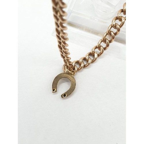 50 - Vintage 9ct Gold Chain Bracelet with Horseshoe Charm. Each link is H/M with 375. Length 21cm. Weight... 