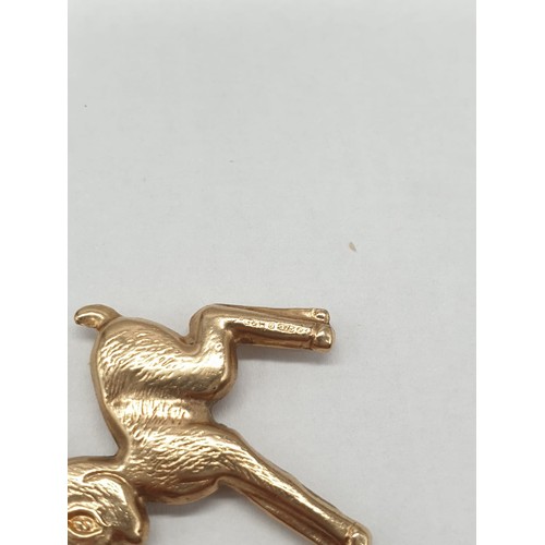 296 - 9ct gold 'Bambi' pendant. 3x2cm. 1.68g in weight.