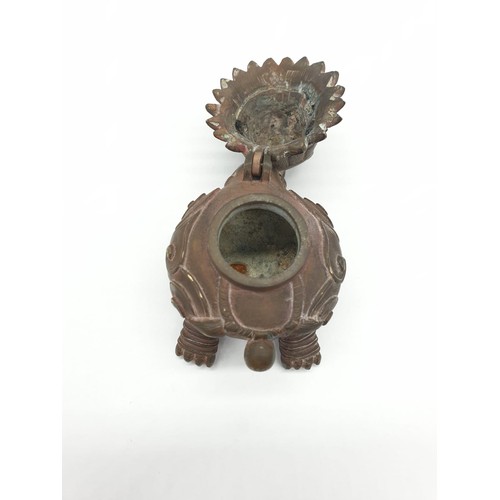 164 - A Brass Dragon Inkwell. 7cm High