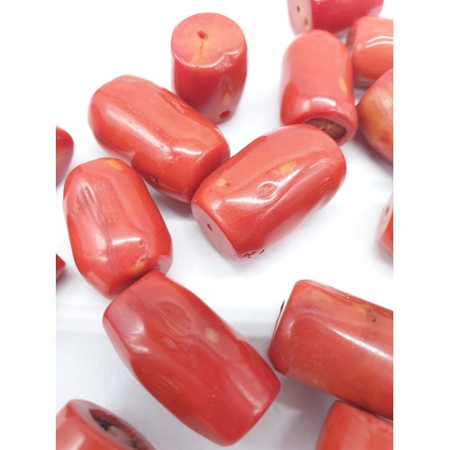 185 - 16x Red coral beads - perfect for a necklace.