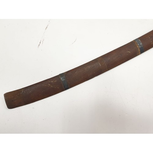 360 - An antique Burmese Dha sword  with wood scabbard, 77cm long