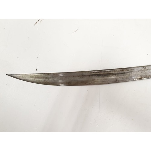 360 - An antique Burmese Dha sword  with wood scabbard, 77cm long