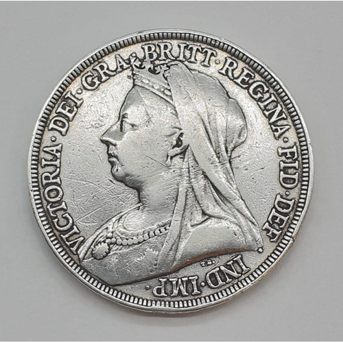 133 - Silver Victorian Crown. 1893. Very Fine Condition. Bold and Clear Detail to both sides and edge. Exc... 