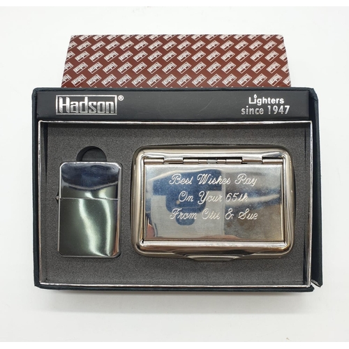 7 - Vintage Hadson Lighter Set, to include windproof lighter and tobacco/rolling paper tin. N.B. Tin has... 