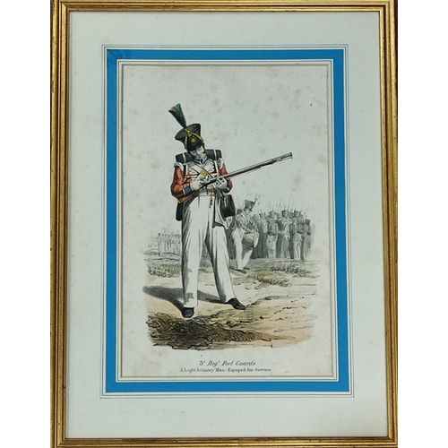 636 - Two Framed (only one glazed) original pictures of the Costume of the British Army after E Hull dated... 