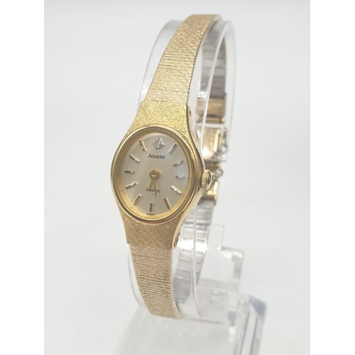 242 - Vintage Accurist ladies 'gold' tone  wristwatch. Having original Accurist box and paperwork, complet... 