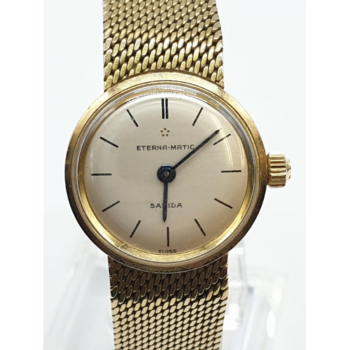 209 - 9ct yellow gold vintage EternaMatic ladies watch with 9ct gold strap, weight 32.7g