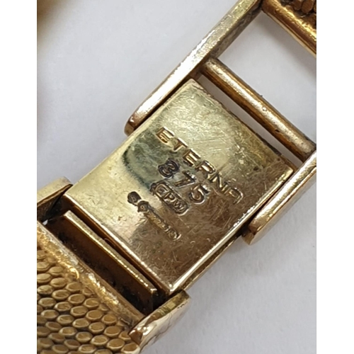 209 - 9ct yellow gold vintage EternaMatic ladies watch with 9ct gold strap, weight 32.7g