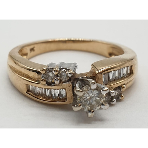 301 - 9ct gold ring with 0.50ct diamond. Size N. 3.93 grams.