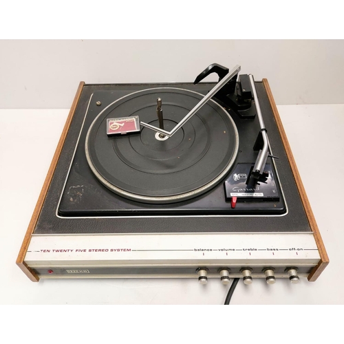 423 - A vintage Garrod record player, model-ten-twenty five stereo system with two stand alone speakers. I... 