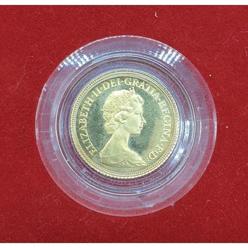 44 - 1980 proof half sovereign, 4g of 22ct gold untouched in capsule.