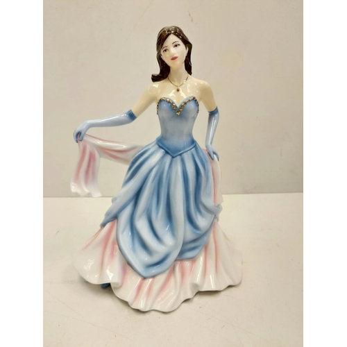 696 - 4x elegant bone china ladies of fashion figurines by Coalport, Royal Doulton and Royal Worcester, 23... 