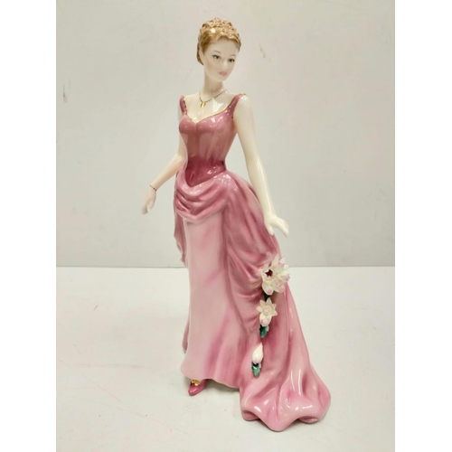 696 - 4x elegant bone china ladies of fashion figurines by Coalport, Royal Doulton and Royal Worcester, 23... 