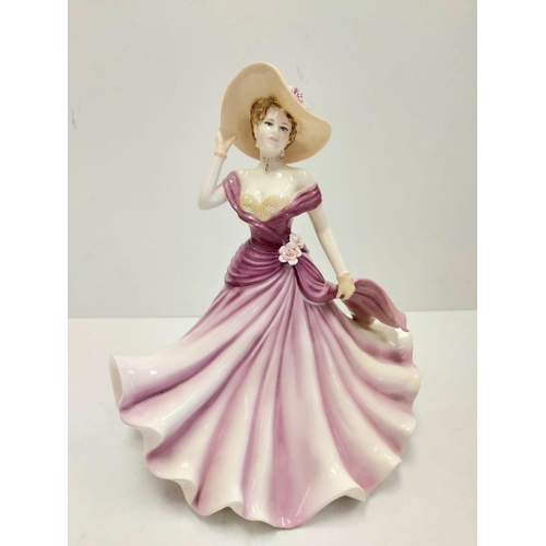 696 - 4x elegant bone china ladies of fashion figurines by Coalport, Royal Doulton and Royal Worcester, 23... 