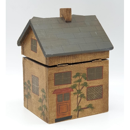 273 - Tea caddy in the form of a wooden house. Needs some renovation. 145cm x 20cm.