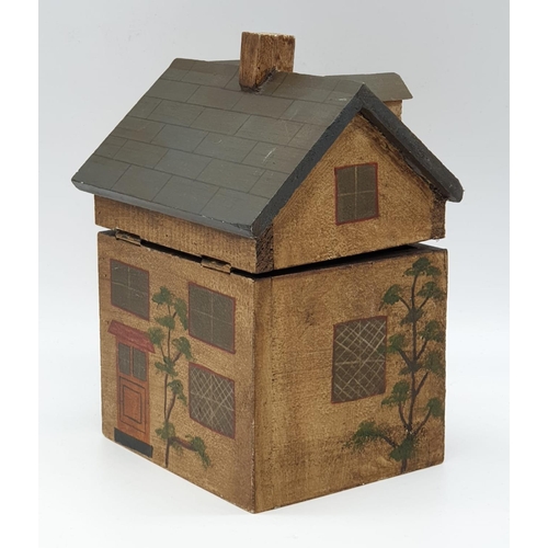 273 - Tea caddy in the form of a wooden house. Needs some renovation. 145cm x 20cm.