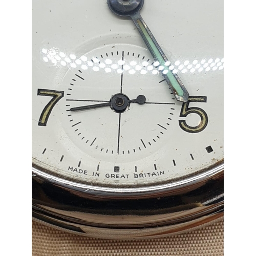 256 - 1950's Ingersoll chromium pocket watch in good working order and condition in its original zip conta... 