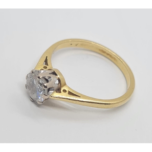 27 - 18ct yellow gold ring with 0.80ct diamond solitaire weight 2.94g and size N1/2.